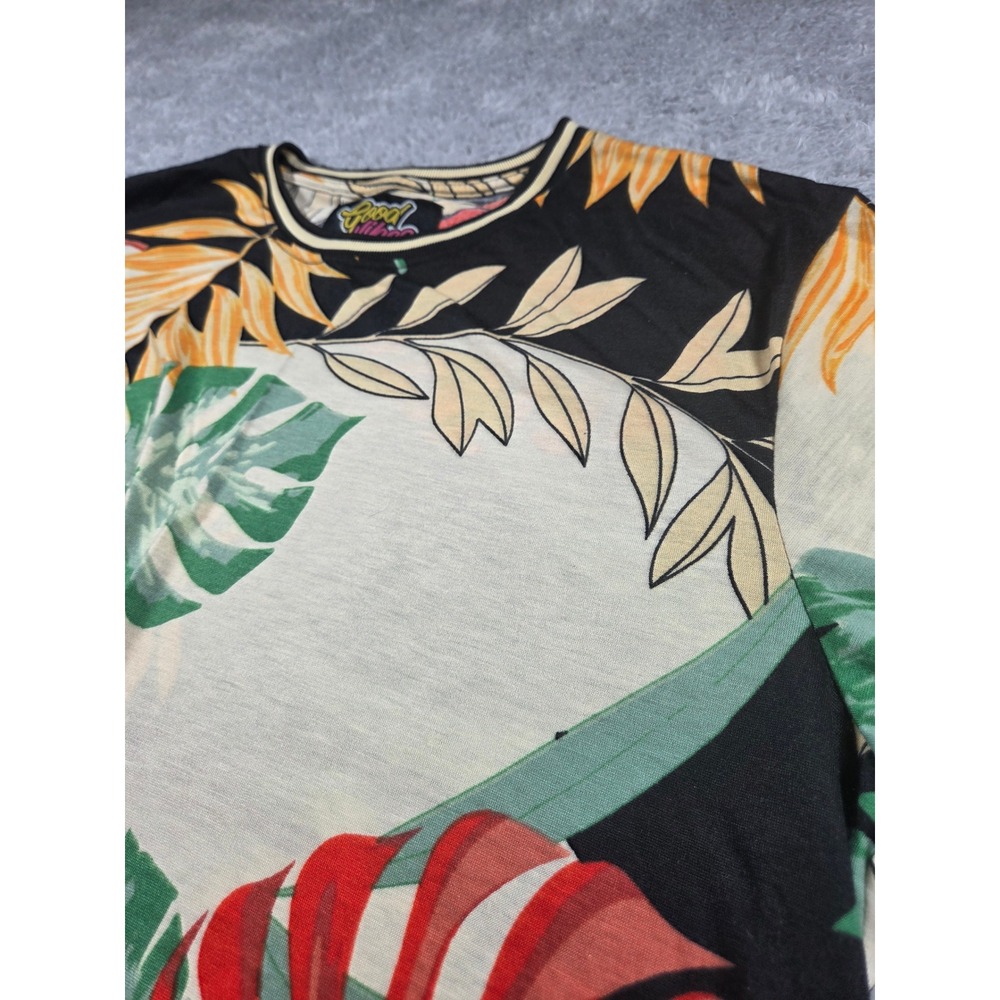 Good Vibes Mens Tropical‎ Monstera Leaf Print T-Shirt Black Red Green Large